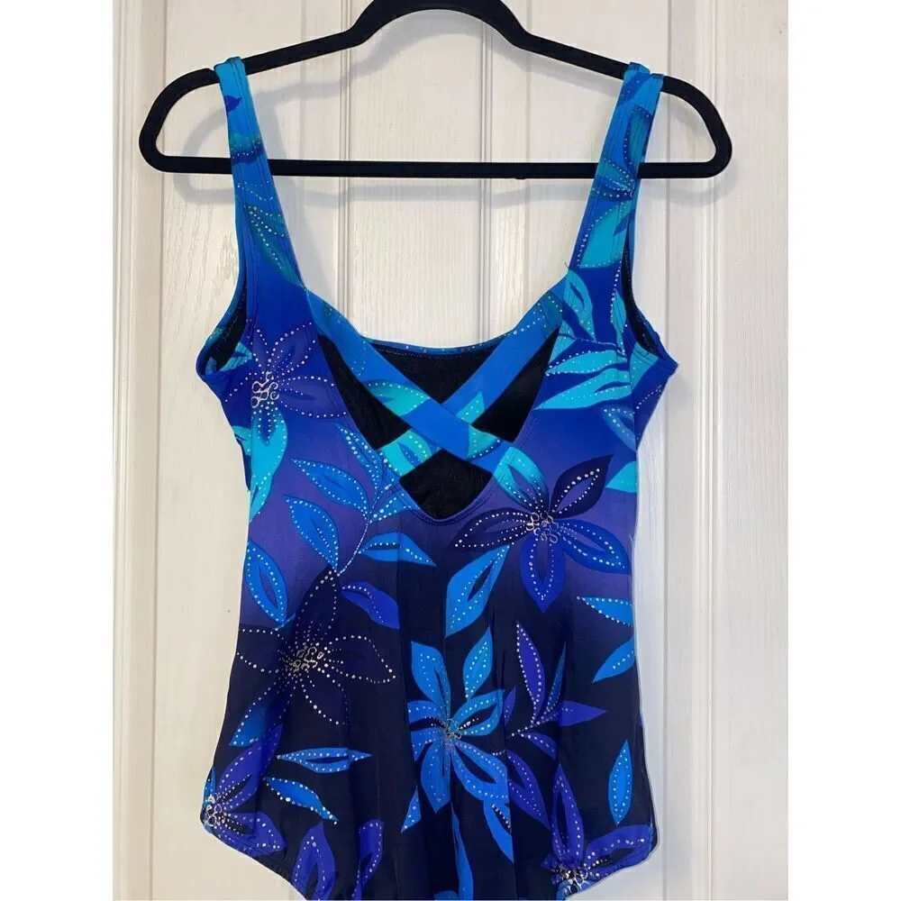 Croft & Barrow Women’s One Piece Swimsuit Sz. 14 Crisscross Back